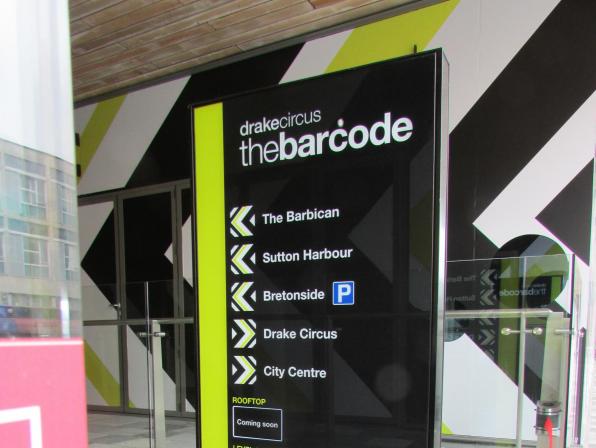 Wayfinding signage suppliers Drake Circus The Barcode