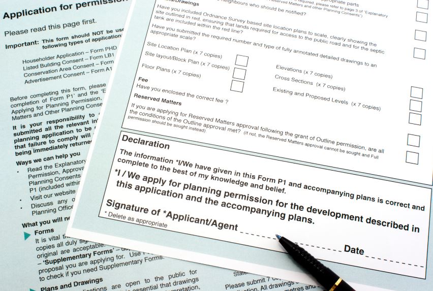 Planning permission papers for installing signage